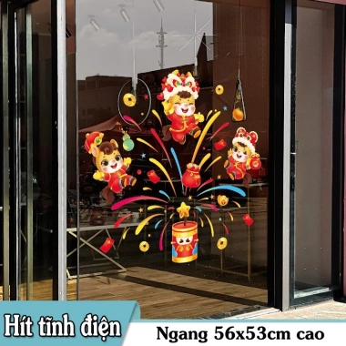 DECAL TẾT 2.026 Bính Ngọ - Dán Kính Cành Đào Lê In Sắc Nét 2 Mặt Giá 50k Khuyến Mãi 10