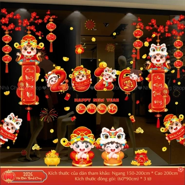 Decal Tết 2.026 Chữ Tiếng Việt, Trang trí Tĩnh Điện Không Keo, Giá chỉ 52.000₫ 5