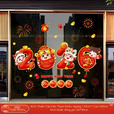 Decal Tết 2.026 Chữ Tiếng Việt, Trang trí Tĩnh Điện Không Keo, Giá chỉ 52.000₫ 10