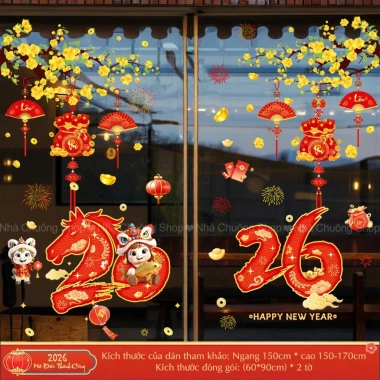Decal Tết 2.026 Dán Kính 2 Mặt Trang Trí Bính Ngọ Giá 52.000đ Tĩnh Điện 9