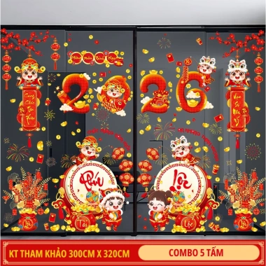 Decal Tết 2.026 dán kính hai mặt: Bính Ngọ, chữ tiếng Việt, tĩnh điện, giảm giá 17% 4