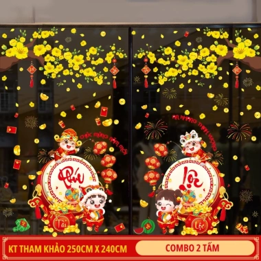 Decal Tết 2.026 dán kính hai mặt: Bính Ngọ, chữ tiếng Việt, tĩnh điện, giảm giá 17% 6