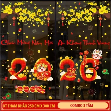 Decal Tết 2.026 dán kính hai mặt Trang trí Bính Ngọ chữ Việt tĩnh điện 69.300₫ 8