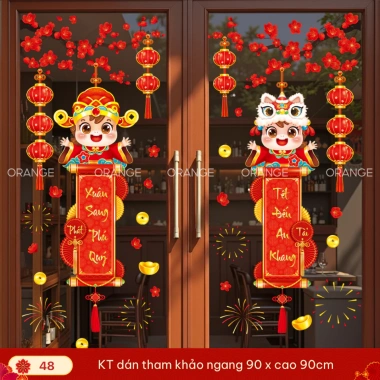 Decal Tết 2.026 hít tĩnh điện dán kính không keo Dễ dán, dễ gỡ Giảm giá 56.000₫