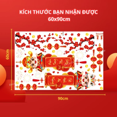 Decal Tết 2.026 hít tĩnh điện dán kính không keo Dễ dán, dễ gỡ Giảm giá 56.000₫