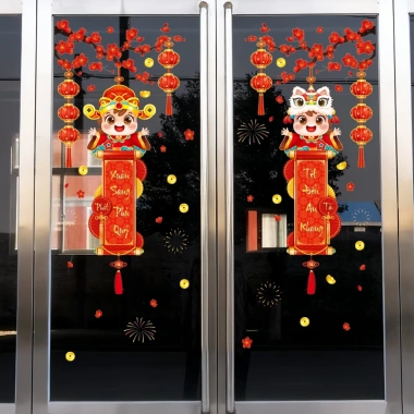 Decal Tết 2.026 hít tĩnh điện dán kính không keo Dễ dán, dễ gỡ Giảm giá 56.000₫