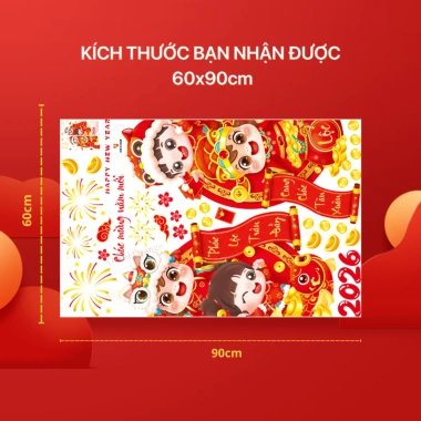 Decal Tết 2.026 hít tĩnh điện dán kính không keo, dễ dán gỡ, 45cm Giá 56.000₫ 2 Decal Tết 2.026 hít tĩnh điện dán kính không keo, dễ dán gỡ, 45cm Giá 56.000₫ 2