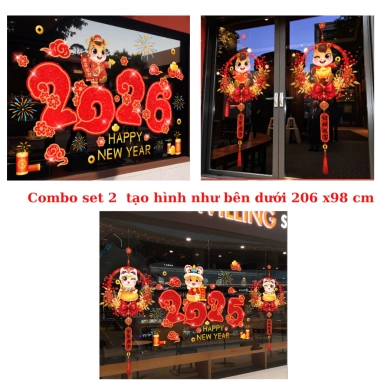 Decal Tết 2.026 số 2.026 chú ngựa tài lộc Bính Ngọ - Ngộ nghĩnh, dán kính, giảm còn 64.350đ