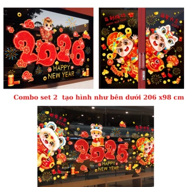 Decal Tết 2.026 số 2.026 chú ngựa tài lộc Bính Ngọ - Ngộ nghĩnh, dán kính, giảm còn 64.350đ
