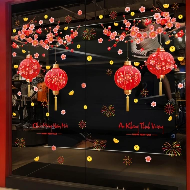 Decal Tết 2.026 Trang Trí Cửa Kính Đèn Lồng Đào Mai 60x90cm Giá Ưu Đãi 68.000₫ 4