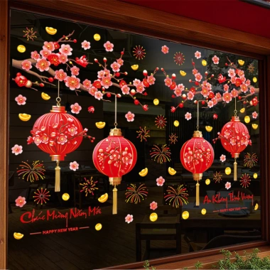 Decal Tết 2.026 Trang Trí Cửa Kính Đèn Lồng Đào Mai 60x90cm Giá Ưu Đãi 68.000₫ 7