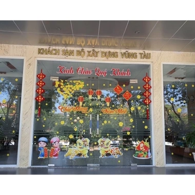 Decal Tết Happy New Year - Keo dán tường, kính, màu sắc nét, giảm còn 39.000₫