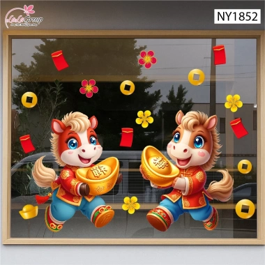 Decal Tết Thiếu Nhi và Thần Tài Cao Cấp keo dán sẵn màu sắc nét giá ưu đãi 39k 9