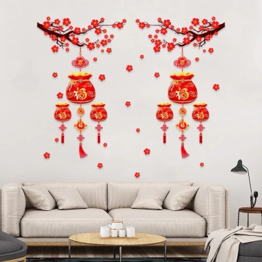 Decal trang trí cặp hũ vàng không keo - Đồ trang trí Tết giá ưu đãi 65.000đ 2