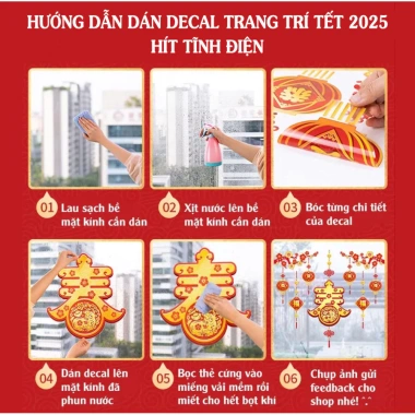 Decal Trang Trí Tết 2.026 Hít Tĩnh Điện Nhiều Mẫu Phối Hợp Dán Kính Cửa Hàng Giá 63.700₫