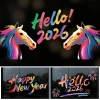Decal Trang Trí Tết Hello 2.026 Mã Đáo Thành Công Neon Rực Rỡ - Dán Cửa Kính Café, Shop, Kính Sau Ô Tô 2