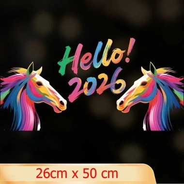 Decal Trang Trí Tết Hello 2.026 Mã Đáo Thành Công Neon Rực Rỡ - Dán Cửa Kính Café, Shop, Kính Sau Ô Tô 4