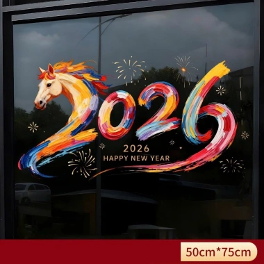Decal Trang Trí Tết Hello 2.026 Mã Đáo Thành Công Neon Rực Rỡ - Dán Cửa Kính Café, Shop, Kính Sau Ô Tô 7