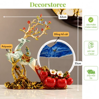 Decor Ngựa Hươu Tài Lộc Kéo Tranh Cát Chảy 3D - Trang trí nội thất gia đình, 760.000
