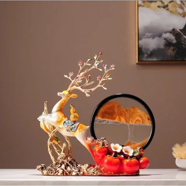Decor Ngựa Hươu Tài Lộc Kéo Tranh Cát Chảy 3D - Trang trí nội thất gia đình, 760.000