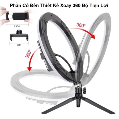 Đèn 26 30cm để bàn, kẹp điện thoại, chân gấp gọn, quay video livestream, giá 115k