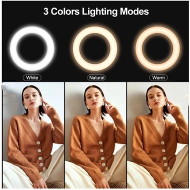 Đèn 26 30cm để bàn, kẹp điện thoại, chân gấp gọn, quay video livestream, giá 115k