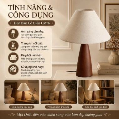 Đèn Bàn CM76 Phong Cách Trung Cổ Retro - Đơn Giản, Họa Tiết, Phòng Ngủ/Khách, Giá 165k 4