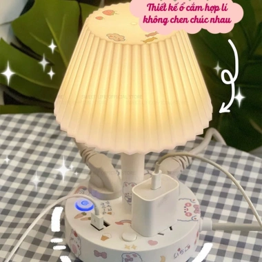 Đèn bàn, đèn ngủ đa năng có ổ cắm USB, giá đỡ điện thoại, dây dài 0,8‑2,8m, 2 màu trắng‑hồng, chỉ 147.800₫ 6