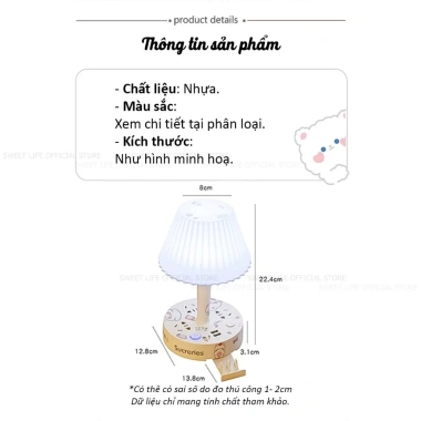 Đèn bàn, đèn ngủ đa năng có ổ cắm USB, giá đỡ điện thoại, dây dài 0,8‑2,8m, 2 màu trắng‑hồng, chỉ 147.800₫ 9