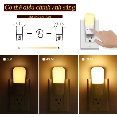 Đèn cắm ngủ mini OVIAN 1W cảm biến ánh sáng, điều chỉnh độ sáng, nhựa UL94 V0 – Giá chỉ 129.000₫