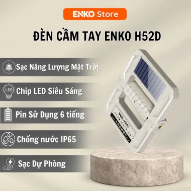 Đèn Cầm Tay ENKO H52D Năng Lượng Mặt Trời, LED Siêu Sáng, IP65, Dự Phòng 240.000₫