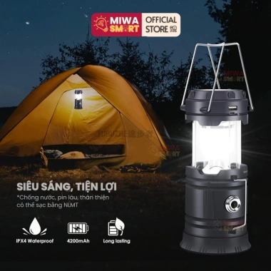 Đèn Cắm Trại Năng Lượng Mặt Trời 4 trong 1 - Sạc Pin Trâu 1.200mAh, Giá chỉ 87.860 VND