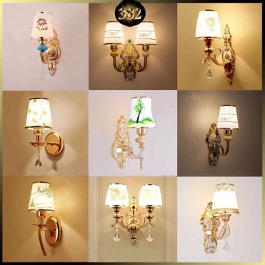 Đèn cầu thang & treo tường phòng ngủ chao dù thủy tinh, Thân hợp kim, giảm còn 165.000₫