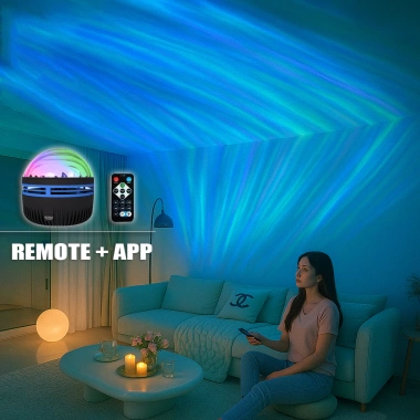 Đèn chiếu trần nhà Galaxy sóng nước 16 màu: Điều khiển từ xa, USB, sẵn sạc, decor phòng ngủ chill