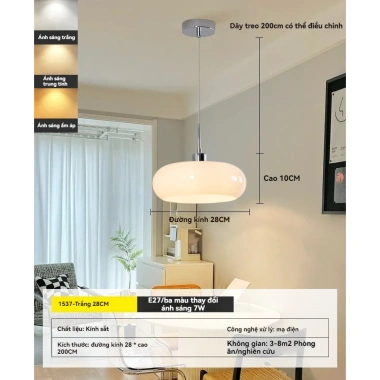 Đèn chùm Bauhaus phong cách Bắc Âu - đa năng cho nhà hàng, quầy bar, phòng ngủ, thiết kế bánh trứng kiểu kem thời trung cổ - giá 414.744₫ 10