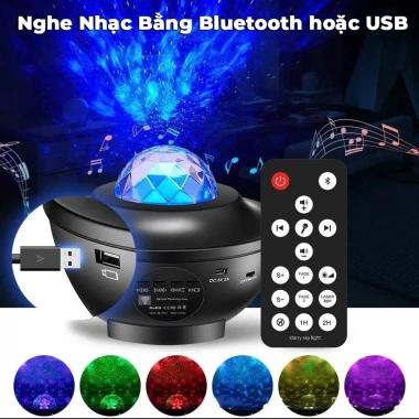 Đèn Cực Quang Starry Galaxy - Chiếu Bầu Trời, Loa Bluetooth, Điều Khiển, Trang Trí Phòng Ngủ 136.5k