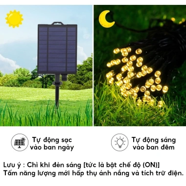 Đèn dây LED năng lượng mặt trời cho sân vườn 100 bóng 12m/200 bóng 22m giá 96.040đ 5