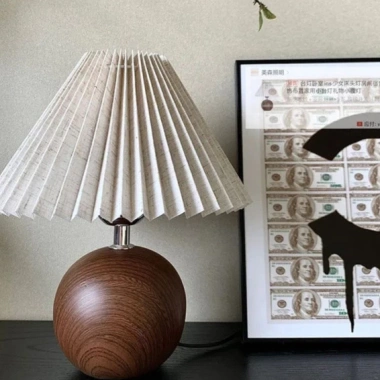Đèn decor phòng ngủ nón xếp ly – Đèn đầu giường Bắc Âu, giảm còn 96.750₫