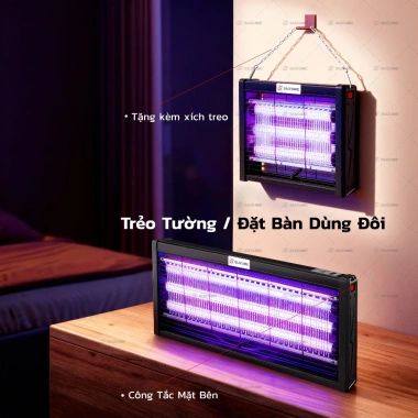 Đèn diệt muỗi 3 bóng công suất cao - Bẫy ruồi treo tường, giảm còn 145k, diệt muỗi nhanh trong nhà, nhà hàng 2