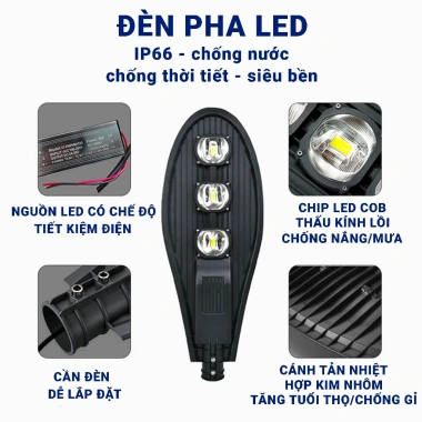 Đèn Đường Chiếc Lá Haledco 50-200W LED Cao Áp Ngoài Trời Siêu Sáng, Chống Nước, Giá Ưu Đãi 200.000₫ 2