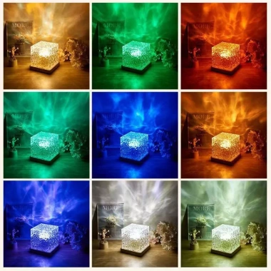 Đèn Gợn Sóng Mika 16 Màu LED 3D Chiếu Sóng Nước Chill Điều Khiển RGB Phòng Ngủ 3