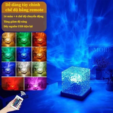 Đèn Gợn Sóng Mika 16 Màu LED 3D Chiếu Sóng Nước Chill Điều Khiển RGB Phòng Ngủ 7