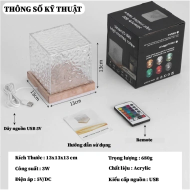 Đèn Gợn Sóng Mika 16 Màu LED 3D Chiếu Sóng Nước Chill Điều Khiển RGB Phòng Ngủ 9