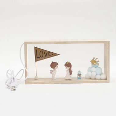 Đèn Khung Gỗ Cặp Đôi Tình Nhân USB - Trang Trí Bàn, Quà Valentine, Giá 199k