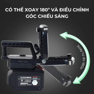 Đèn LED 35/55 Bóng Siêu Sáng 70-110W - Chân Pin, 2 Cổng USB, Tay Cầm, Giá 229k 3