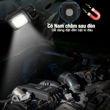 Đèn Led Cob 800 Lumens Mini Cầm Tay, Móc Chìa Khóa, USB, Đèn Pin Khẩn Cấp Ngoài Trời - 9.312 VND 4