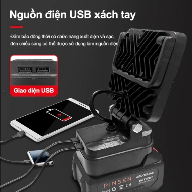 Đèn LED Di Động Không Dây 4 Inch Cầm Tay, Sáng Mạnh, Tương Thích 21V Makita, Dùng Ngoài Trời