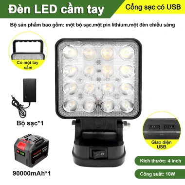 Đèn LED Di Động Không Dây 4 Inch Cầm Tay, Sáng Mạnh, Tương Thích 21V Makita, Dùng Ngoài Trời