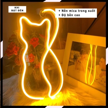 Đèn LED Neon 12V hình con mèo 35x20cm Trang trí phòng ngủ đèn ngủ quà tặng MIXJ