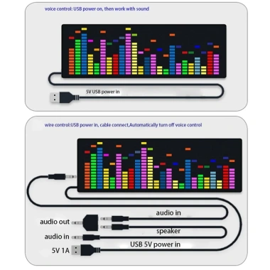 Đèn LED phổ nhạc 1.624 RGB, cảm biến giọng nói, chỉ báo khí quyển, đồng hồ nhịp điệu 9